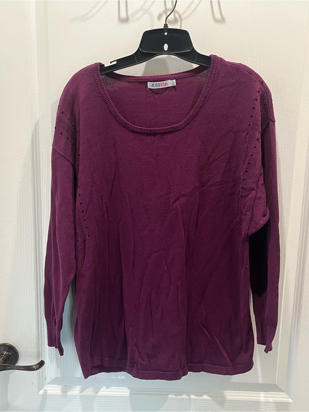 JustFab Plum Scoop Neck Lightweight Knit Sweater